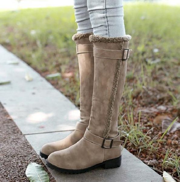 

plus size 34 to 40 41 42 43 fashion women designer fur knee high boots winter shoes khaki black tan come with box