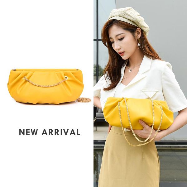 

evening bags luxury gold chain shoulder for women 2021 day clutch brand design dumpling clip handbags fashion lady pleated crossbody bag