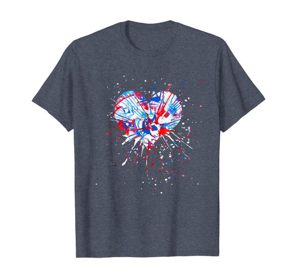 

hippie tie dye heart splatter red white blue patriotic shirt, White;black