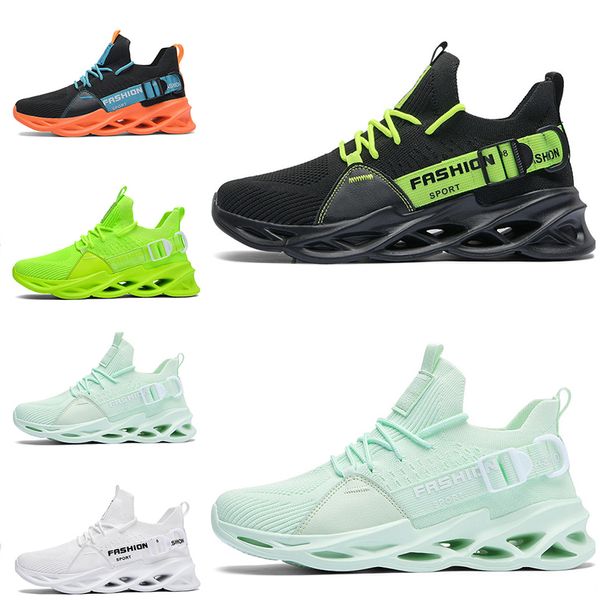 Moda No marca hombres mujeres zapatos para correr cuchilla Zapato transpirable negro blanco verde naranja amarillo para hombre entrenadores deportes al aire libre zapatillas de deporte tamaño 39-46