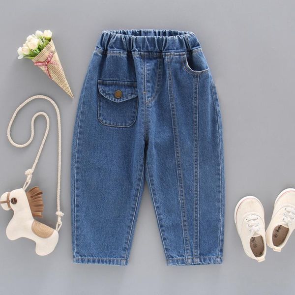 

jeans for girls pockets casual style kids spring autumn kid clothes, Blue