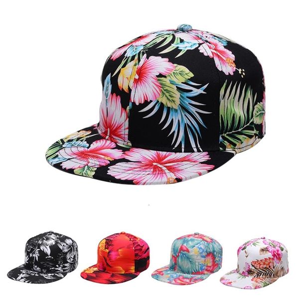 

fashion flower baseball caps womens leaf printed casual hip-hop flat brim hat adjustable seasons outdoor travel sunhat for adult
