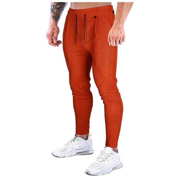 

men's pants fashion skinny stretch trousers casual ogging fitness elastic band patchwork drawstring sweatpants, Black