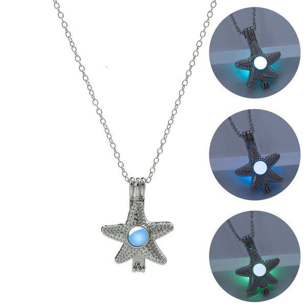 

starfish personal luminous creative pendant necklace accessories, Silver
