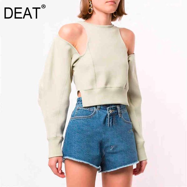 

spring and summer full sleeves round neck design styles high waist hollow out back short sweatshirt wm19806l 210421, Black