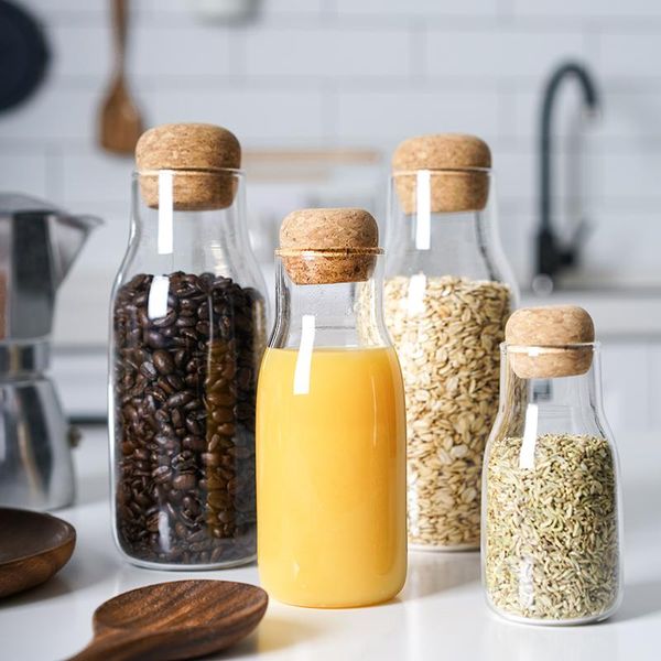 

storage bottles & jars spice jar sealed japanese style high borosilicate transparent glass bottle cork tea pot coffee