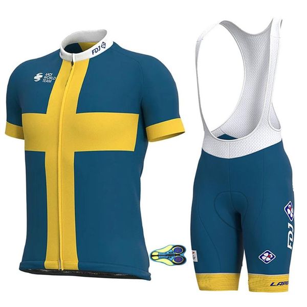 

racing sets 2021 fdj swiss cycling clothing short sleeve bicycle jersey set breathable mountain bike clothes, Black;blue