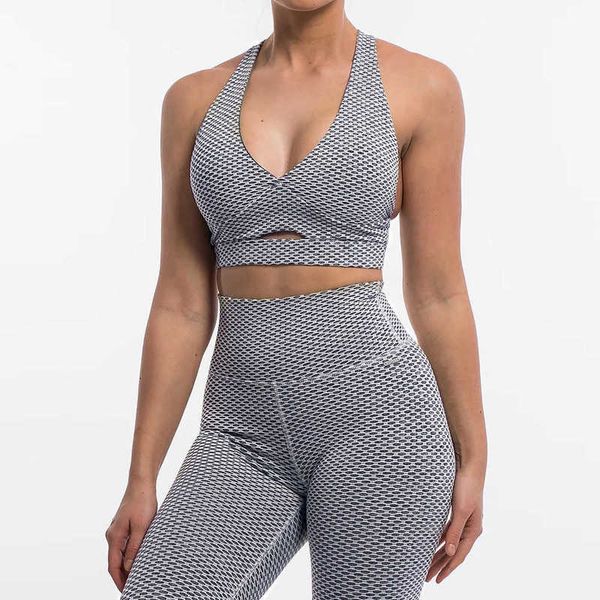 

tracksuits honeycomb peach hip lifting yoga cycling fitness suit, Gray