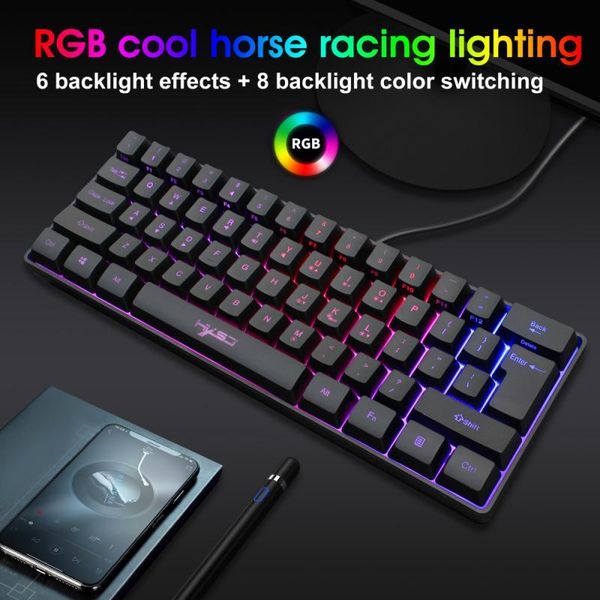 

backlit lighting wired gaming keyboard adjustable 61 keys keypad for computer lappc gamers home work office accessories keyboards