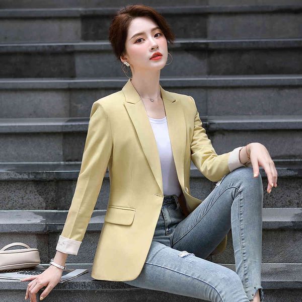

women's suits & blazers women notched collar blazer new arrival ladies girl fall winter yellow orange pink black single button jacket s, White;black