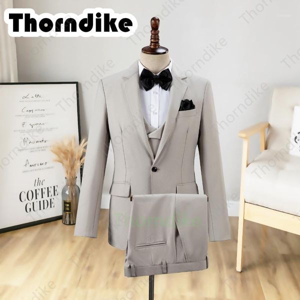 

men's suits & blazers thorndike gray business suit high-end banquet formal wear smart casual tuxedo for male (jacket+vest+pants) terno, White;black