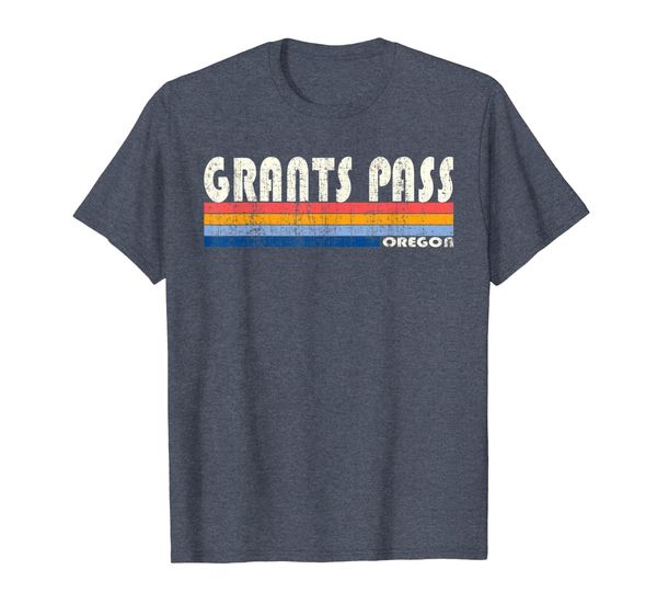 

vintage 70s 80s style grants pass or t-shirt, White;black