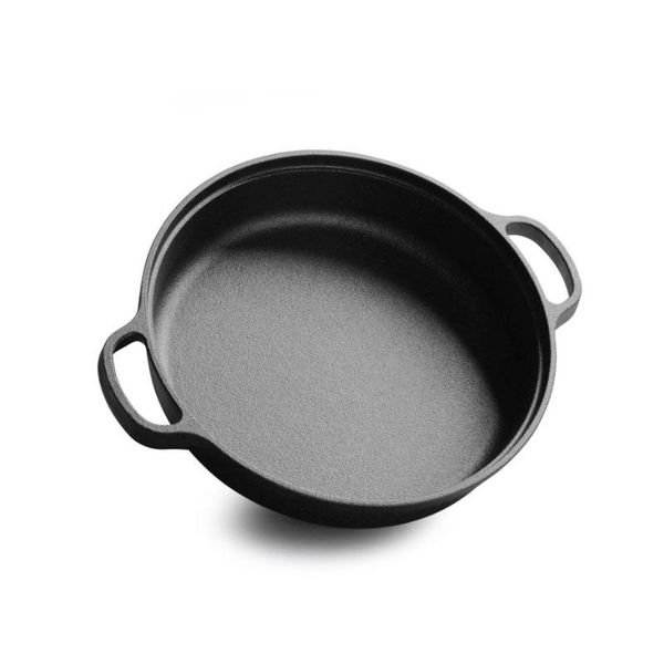 

pans 30cm cast iron frying pan with wooden lid uncoated pancake roasting cooking pot induction cooker universal cookware