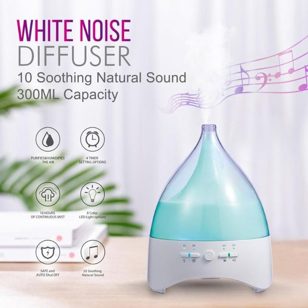 

wood grain aroma diffuser with white noise machine aromatherapy ultrasonic air humidifier led light for room 300ml humidifiers