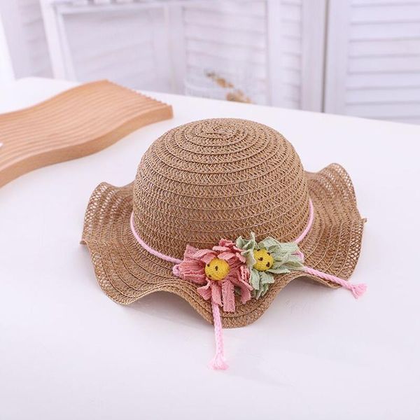 

europe america falbala sunflower parent-child sun hat spring summer brand hollow out straw hats for women girl kid wide brim cap caps &, Yellow