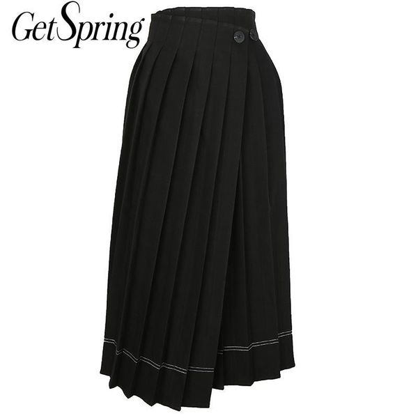 

getspring women skirt asymmetry high waist skirts womens irregular black long pleated woman autumn winter clothing 2021