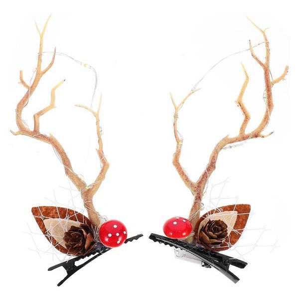

hair accessories 1 pair christmas theme hairpins glowing antler clips chic headwears, Slivery;white