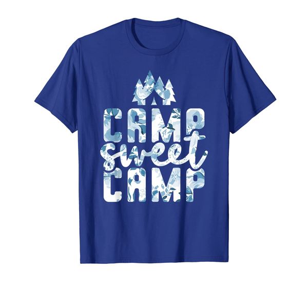 

camp sweet camp floral pattern camping gift idea for women t-shirt, White;black
