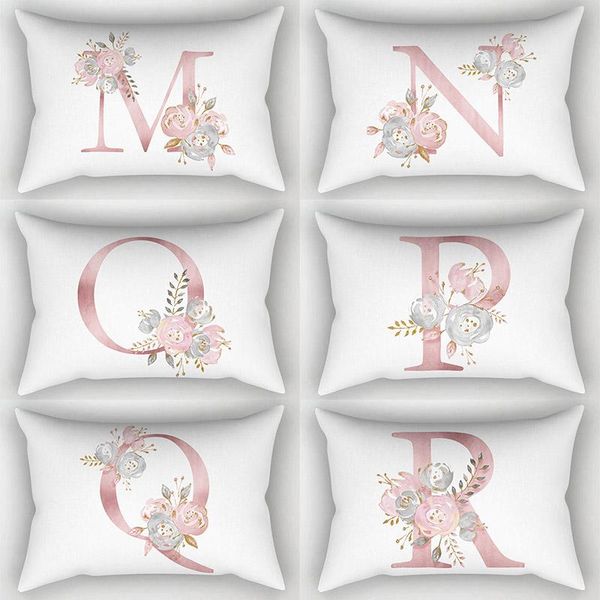 

30*50cm english alphabet flowers pillow case 1pc cover household products 26 letter