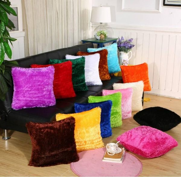

pillow case fluffy faux fur cushion cover 17x17" for home sofa throw living room car decoration