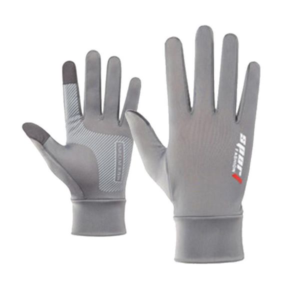 

cycling gloves ice silk non-slip motorcycle racing breathable outdoor sports riding touch screen thin anti-uv protective gear, Black