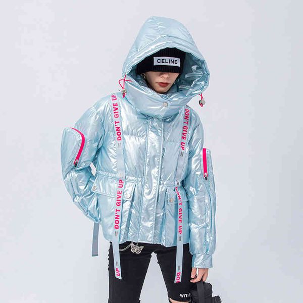 

women's down & parkas tuogu chao brand women's winter european bright face design sense 90 white goose down hooded short jacket wo, Black