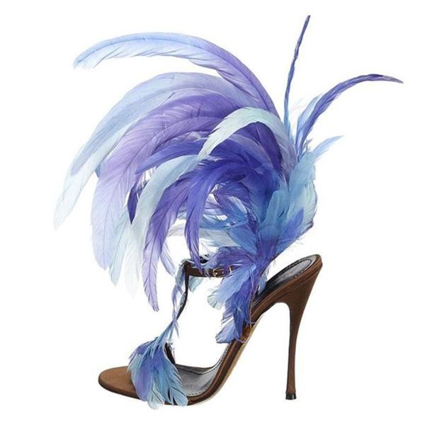 

dress shoes luxury feather design women sandals t-strap high heels ladies gladiator sandal pumps valentine, Black
