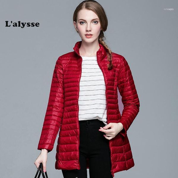 

women's down & parkas lalysse winter women duck jacket medium long slim hooded 90%ultra light coat casual outwear warm snow overcoat1, Black