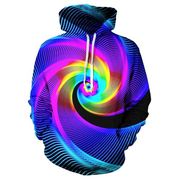 

men's hoodies & sweatshirts winter 3d digital printing kaleidoscope and same front back funny for men/women children/aldults, Black