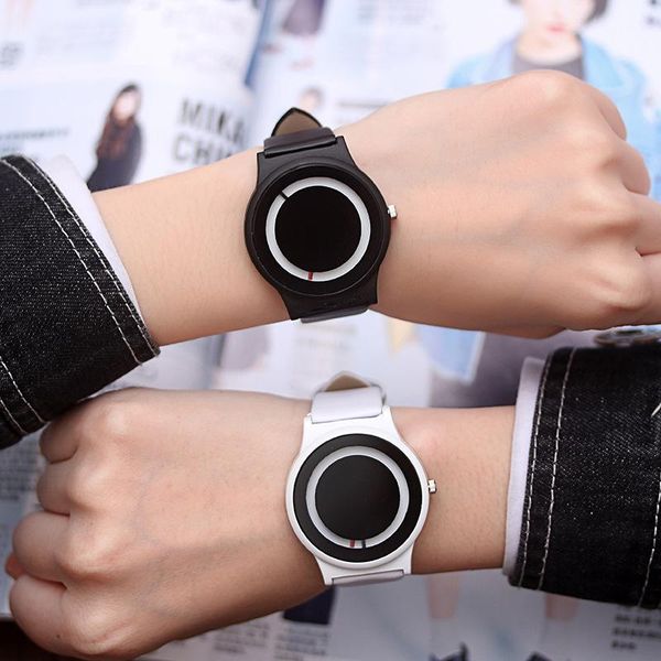 

wristwatches 2021 fashion wristwatch pu strap quartz watch men korean style casual men's watches school young gift clock montre homme, Slivery;brown