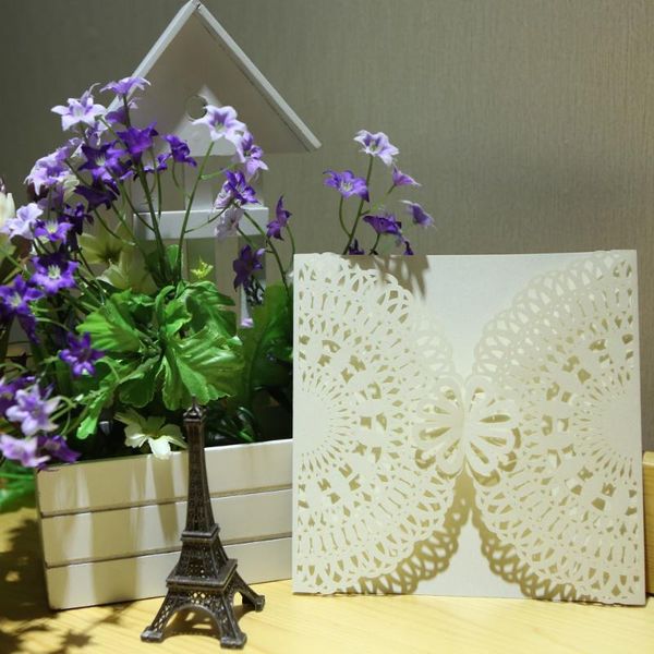 

greeting cards 20pcs/set romantic laser cut wedding invitation card flower carved pattern hollow out banquet party supply