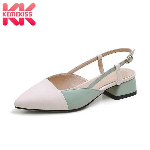 

dress shoes kemekiss plus size 31-43 women sandals fashion metal buckle slingbacks modern square heels strap toe footwear, Black