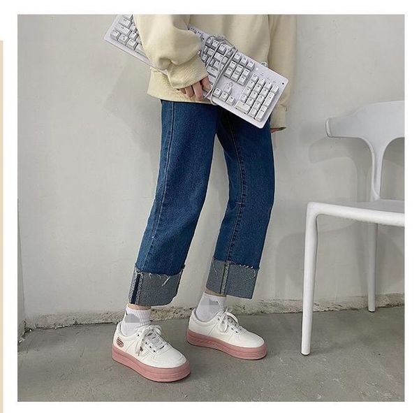 

students women round toe lace up durable soft flat shoes and thick sole womens fashion casual shoes factory sale 35-40, Black