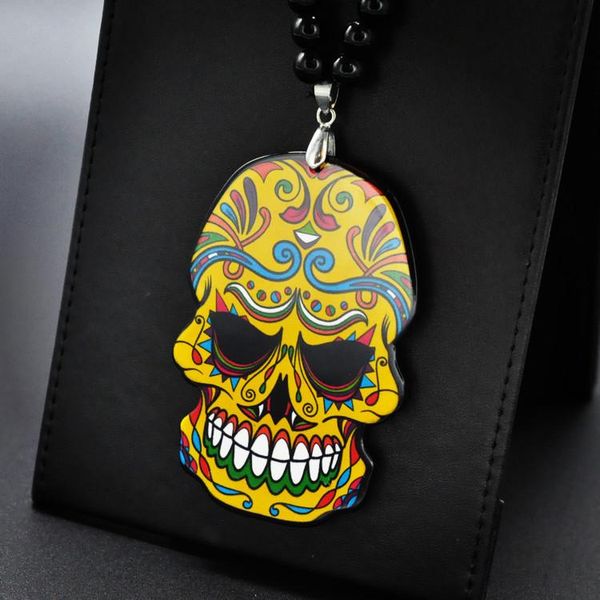 

pendant necklaces hip hop punk mexican tattoo skull pendants necklace charm men women's fashion imitation pearl lovers skeleton gift, Silver