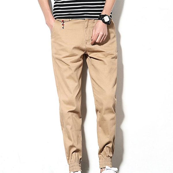 

spring and autumn men's joggers pants pure cotton casual loose sweatpants male footwear cropped overallstrousers, Black
