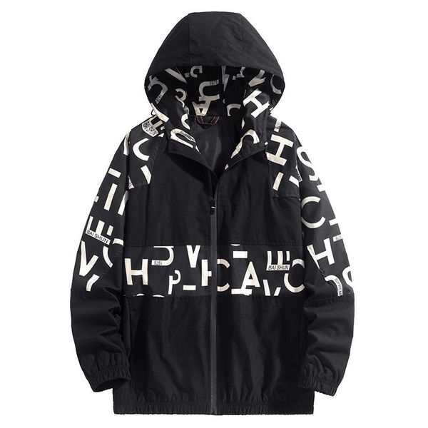 

men's jackets jacket men spring autumn outdoor prints loose youth casual large size windbreaker waterproof, Black;brown