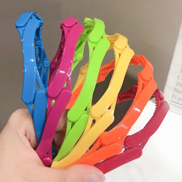 

color acrylic retractable hair hoop for women hair bands washing face headband fashion non-slip hair accessories bands, Silver
