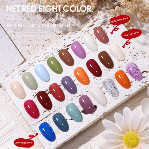 

nail gel 8pcs/set solid glue polish plastic bottle semi permanent maeffect uv seal nails art varnishes, Red;pink