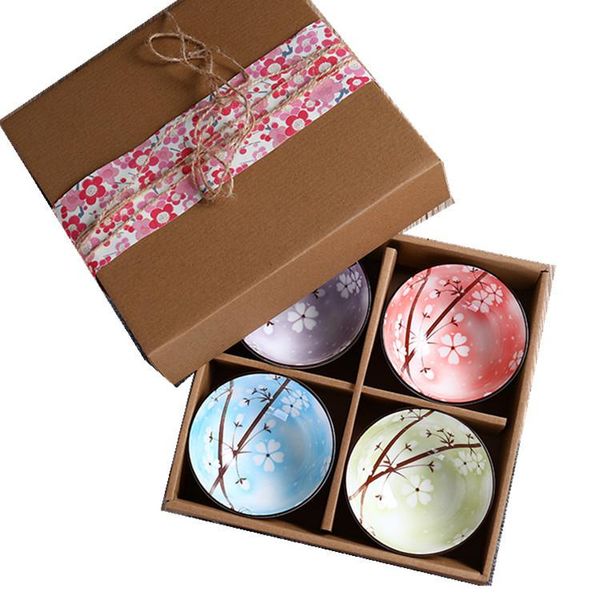 

2/4 pcs japanese-style wakeshi bowl rice bowl,soup salad ceramic tableware, thread, underglaze color, kitchen tools bowls