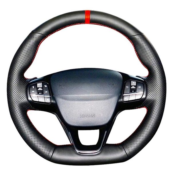 

steering wheel covers black genuine leather car cover for focus st-line fiesta 2021-2021 st