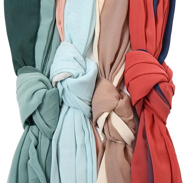

scarves arrival ombre gradient plain chiffon shawls hijabs scarf women large size muslim headscarf wraps foulard 1pc retail, Blue;gray