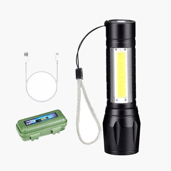 Fahrradbeleuchtung, kleine tragbare LED-Taschenlampe, wiederaufladbar, USB-Lithium-Batterie, zoombare Camping-Wanderlampe