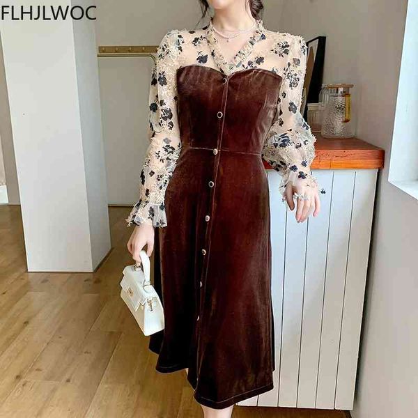 

casual dresses chic korea fashion fenimine vestidos women single breasted faux two piece elegant vintage long patchwork sheer shir, Black;gray