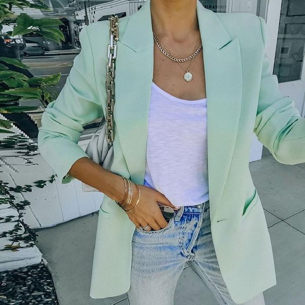 

women's suits & blazers blazer office lady autumn winter woman jacket long sleeve suit womens coat female fashion green, White;black