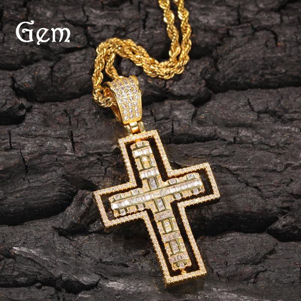 

chains 2021 hip hop rotatable double cross necklace creative fashion men's and women's trendy zircon pendant accessories, Silver
