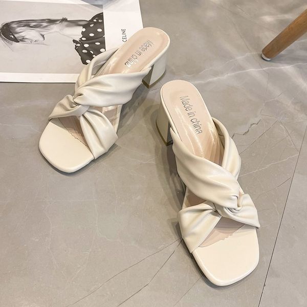 

women platform slippers 2021 summer outdoor open toe elegant solid sandals fashion women mules shoes female summer high heels fdtu658l, Black