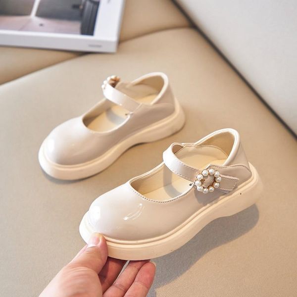 

flat shoes girls fashion pearl leather 2021 sweet princess spring autumn black british performance g134, Black;grey