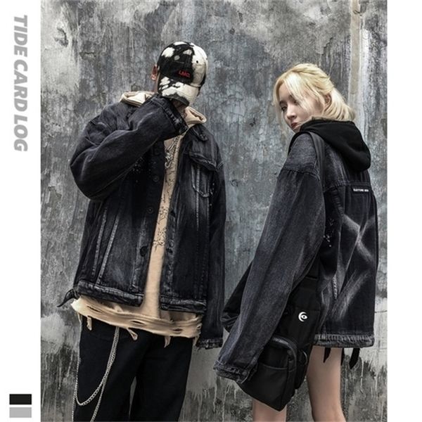 

autumn and winter new high street dark department cowboy jacket men and women mourning department tide brand hip hop loose jacket couple_gdy, Black;brown