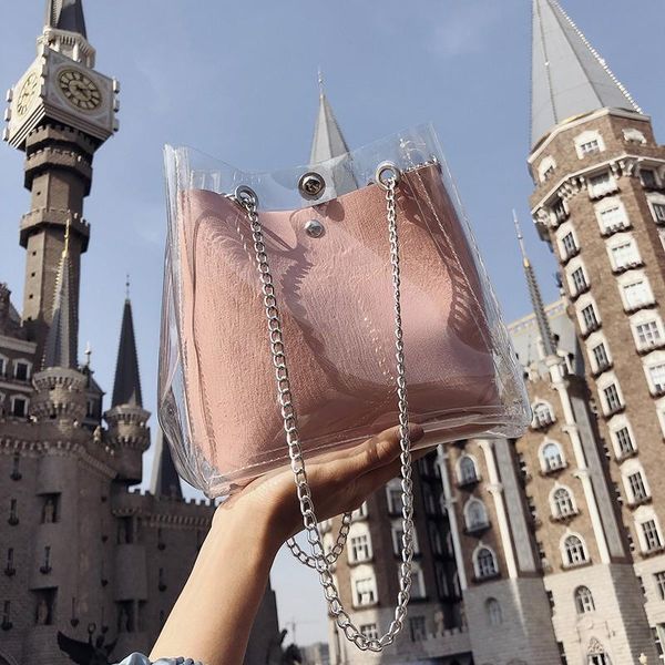 

evening bags transparent crossbody for women pvc waterproof beach shoulder messenger summer girl fashion chain purse