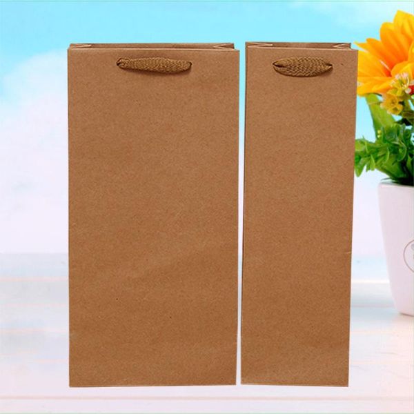 

gift wrap 12pcs kraft paper red hand bag drinks packing storage (double-vessle 17*9*35)